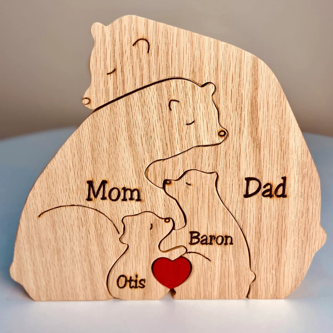 Wooden Personalised Bear Family