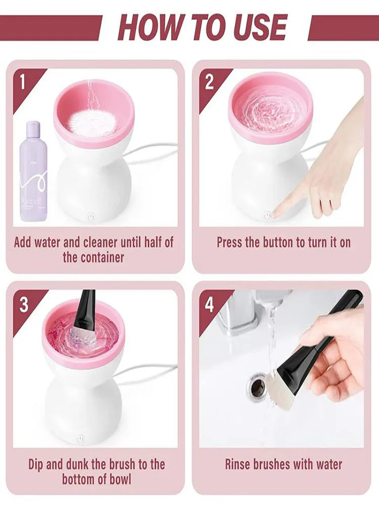 Makeup Brush Cleaner Machine, Two Gears Speed and Dehydration Function