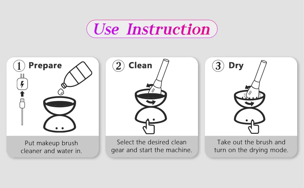 Makeup Brush Cleaner Machine, Two Gears Speed and Dehydration Function