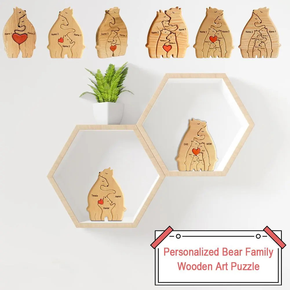 Wooden Personalised Bear Family