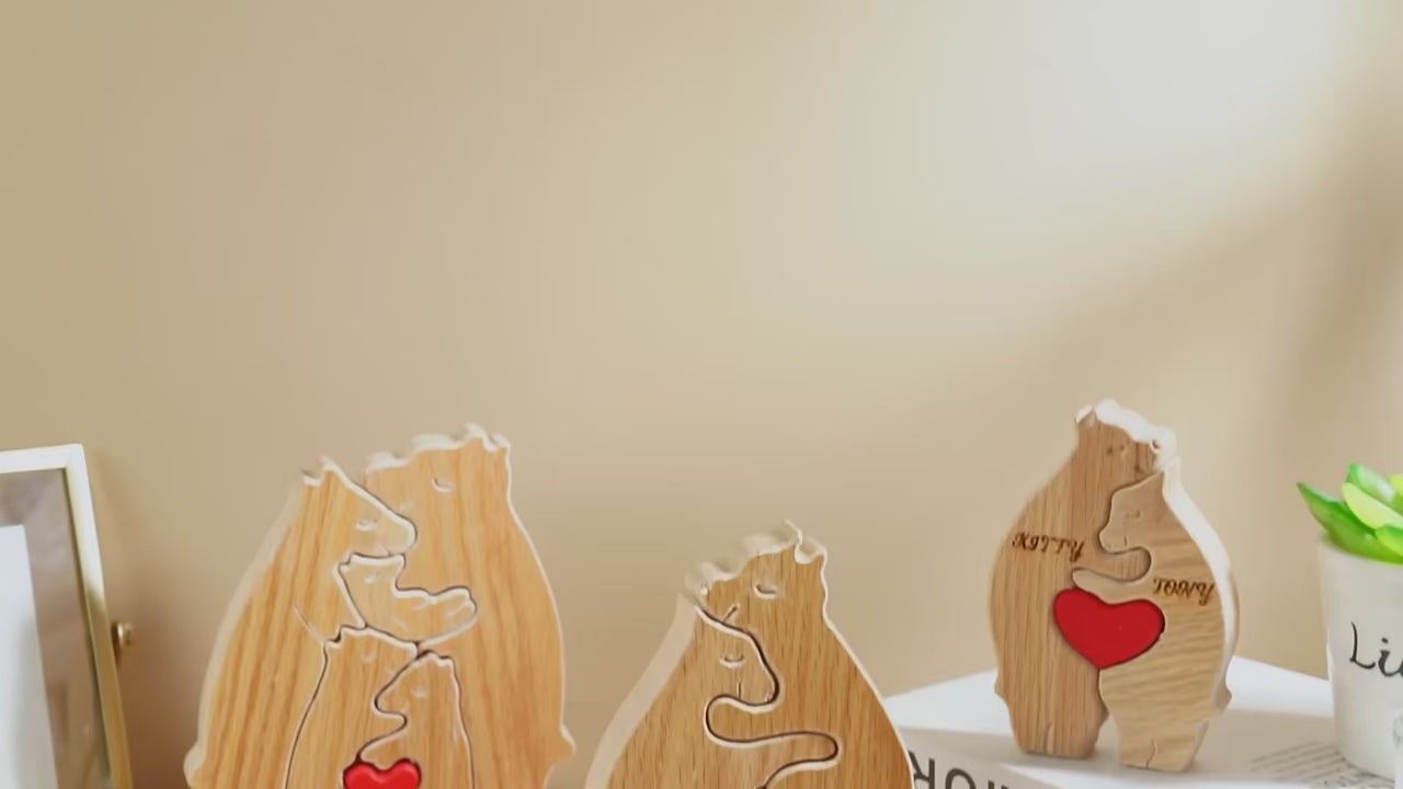 Wooden Personalised Bear Family